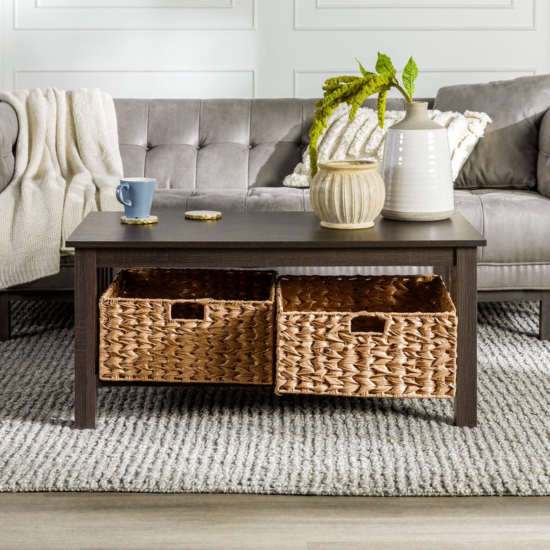 Mission Storage Coffee Table with Baskets Occasional Walker Edison Espresso 