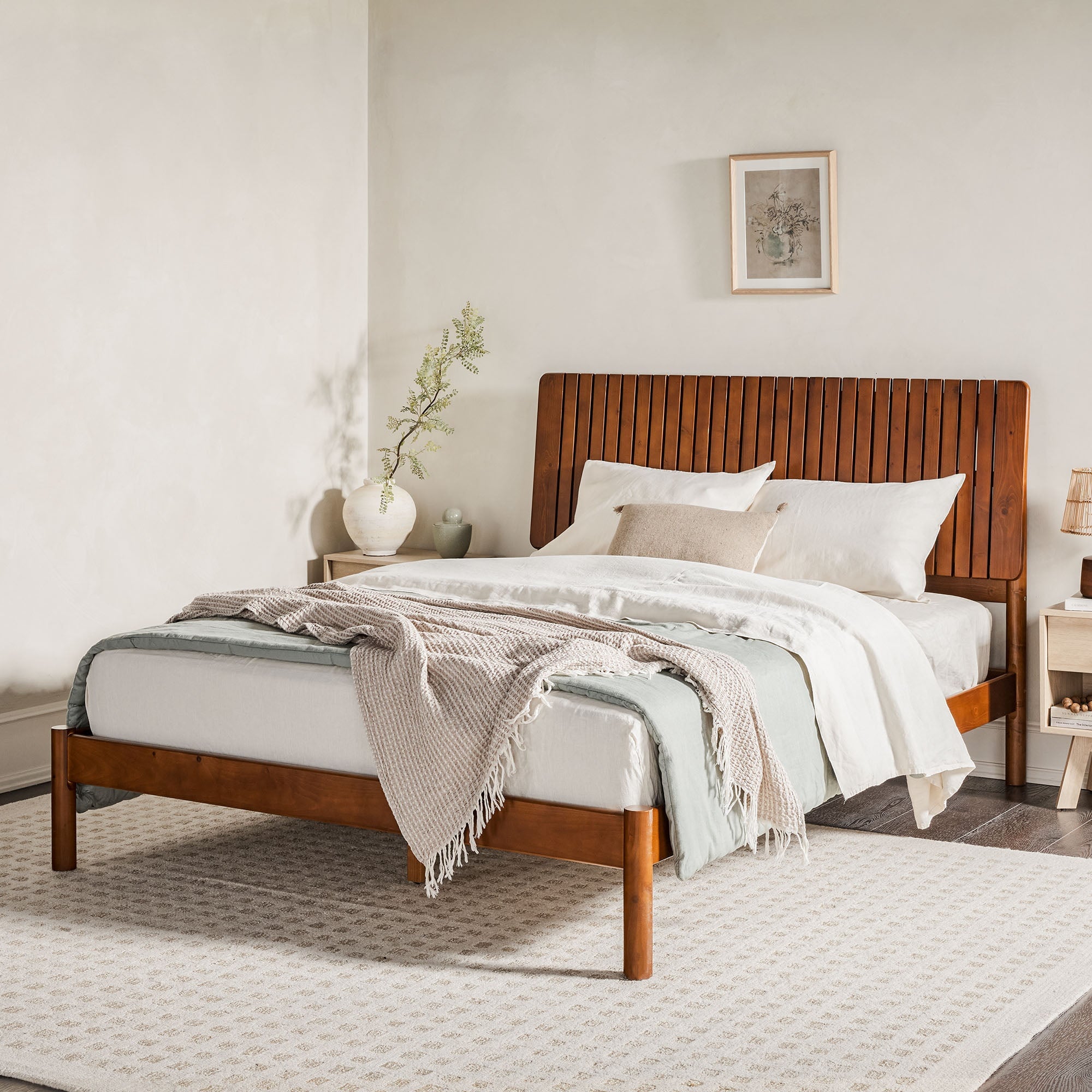 Callen Slatted Headboard Mid Century Modern Solid Wood Bed Walker Edison Callen Slatted Headboard Mid Century Modern Solid Wood Bed Walker Edison