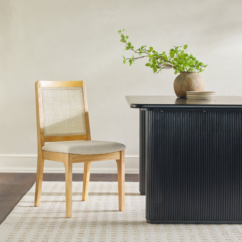 Catalina Solid Wood Dining Chair with Rattan Inset Back, Set of 2 ...