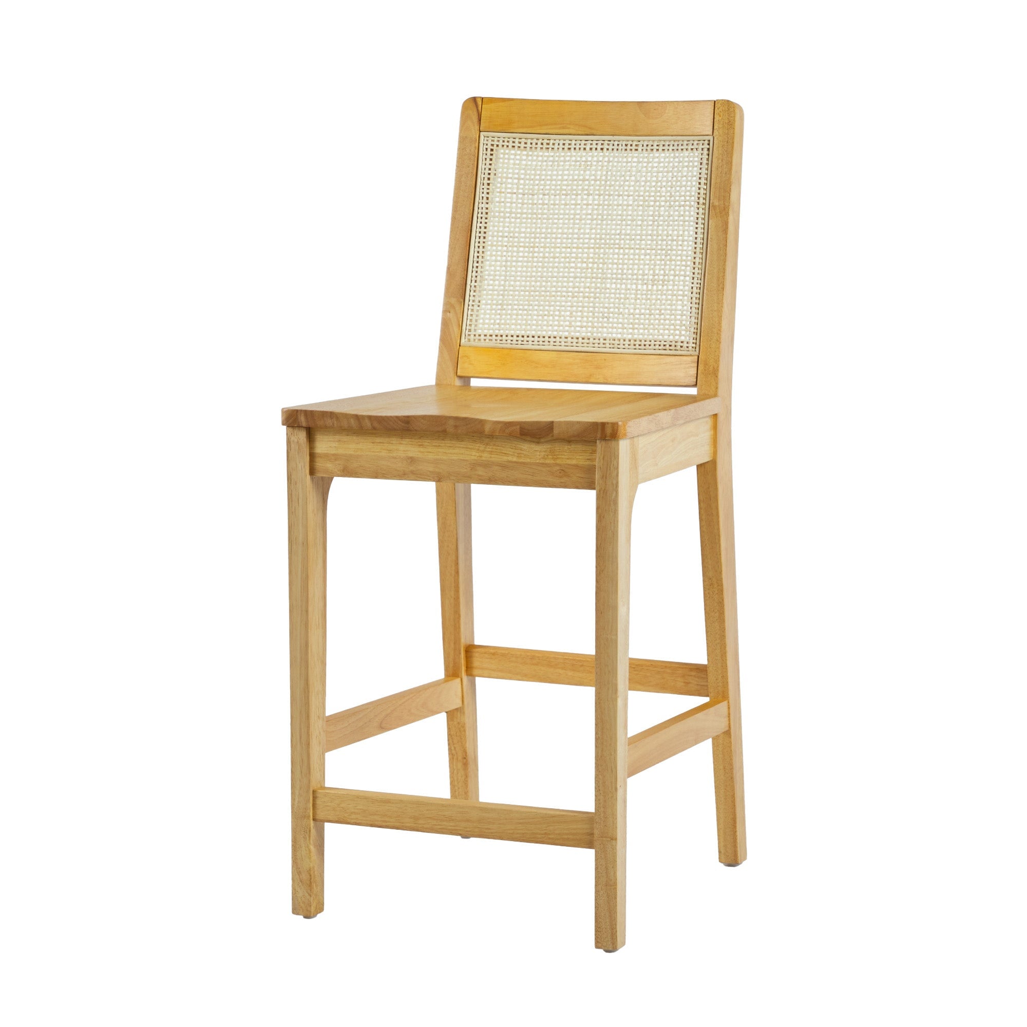 Catalina Solid Wood Bar Stool with Rattan Back Insert, Set of 2 ...