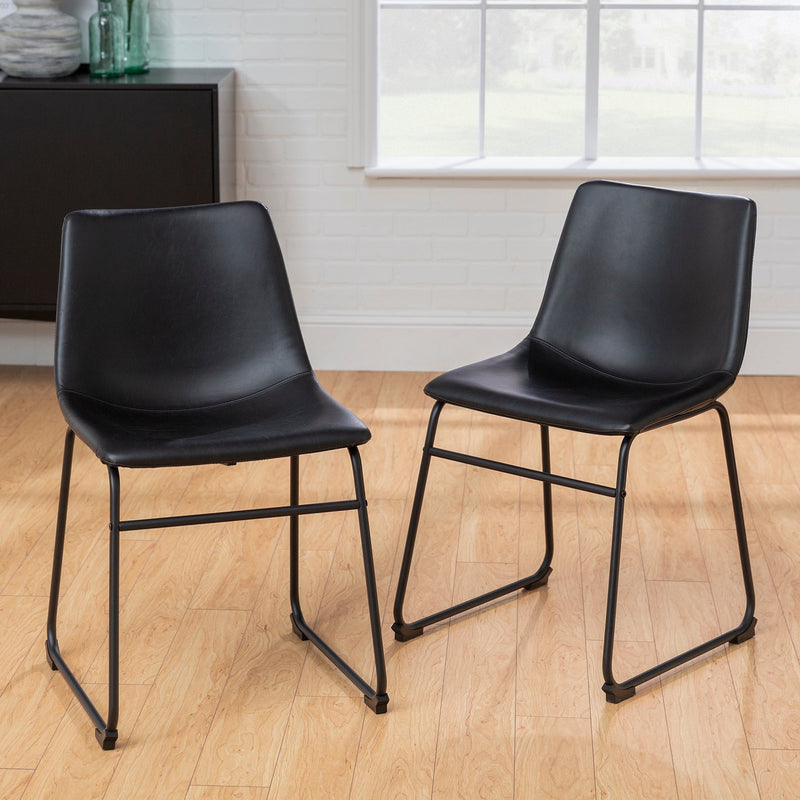18" Faux Leather Dining Chair 2 pack Dining / Kitchen Walker Edison Black 
