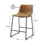 Faux Leather Counter Stools Set of 2 Thumbnail