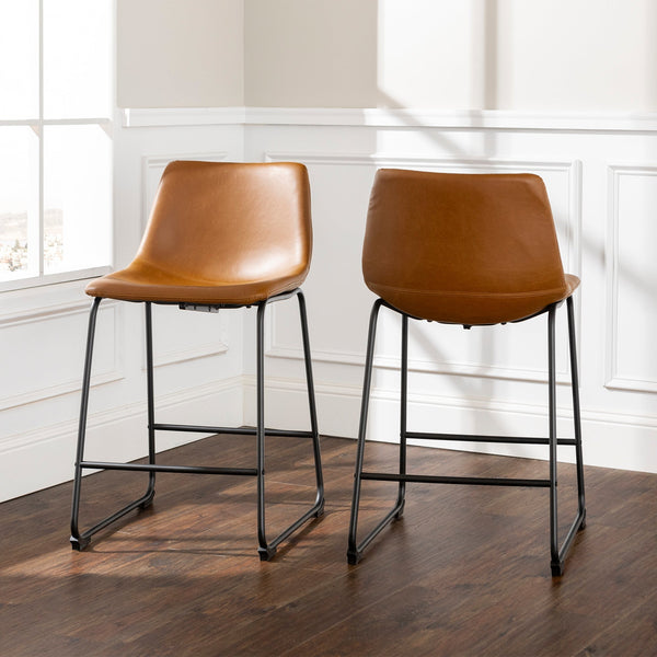 Faux Leather Counter Stools Dining / Kitchen Walker Edison 