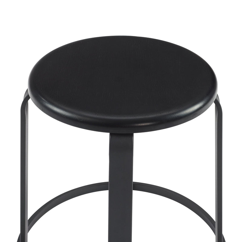 18" Metal and Wood Round Kitchen Stool Living Room Walker Edison 