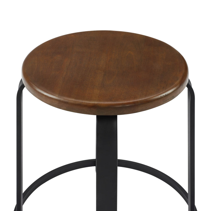 18" Metal and Wood Round Kitchen Stool Living Room Walker Edison 