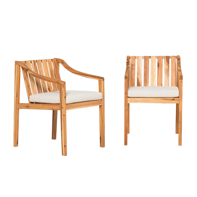 2-Piece Modern Solid Wood Outdoor Dining Chair Set Walker Edison 