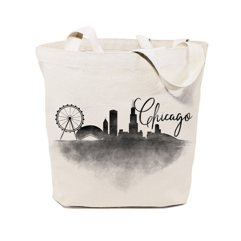 Chicago Cityscape Cotton Canvas Tote Bag