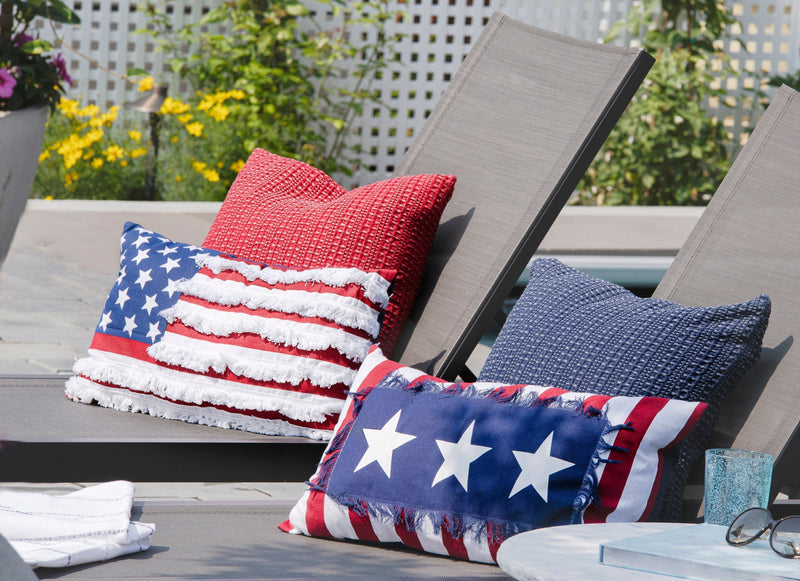 LushDecor - American Flag Fringe Decorative Pillow Pillows LushDecor 