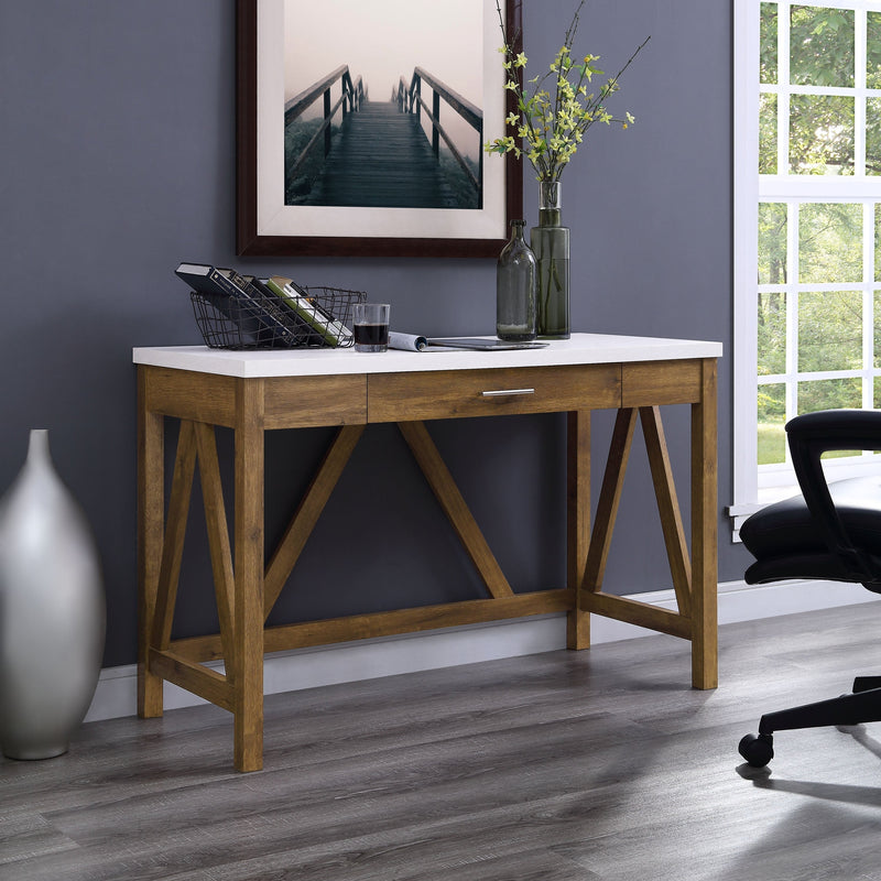 A-Frame Rustic Desk - WHS Home Office Walker Edison Faux Marble 
