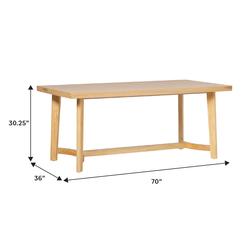 Nash Modern Farmhouse Rustic Solid Oak Wood Rectangular Dining Table