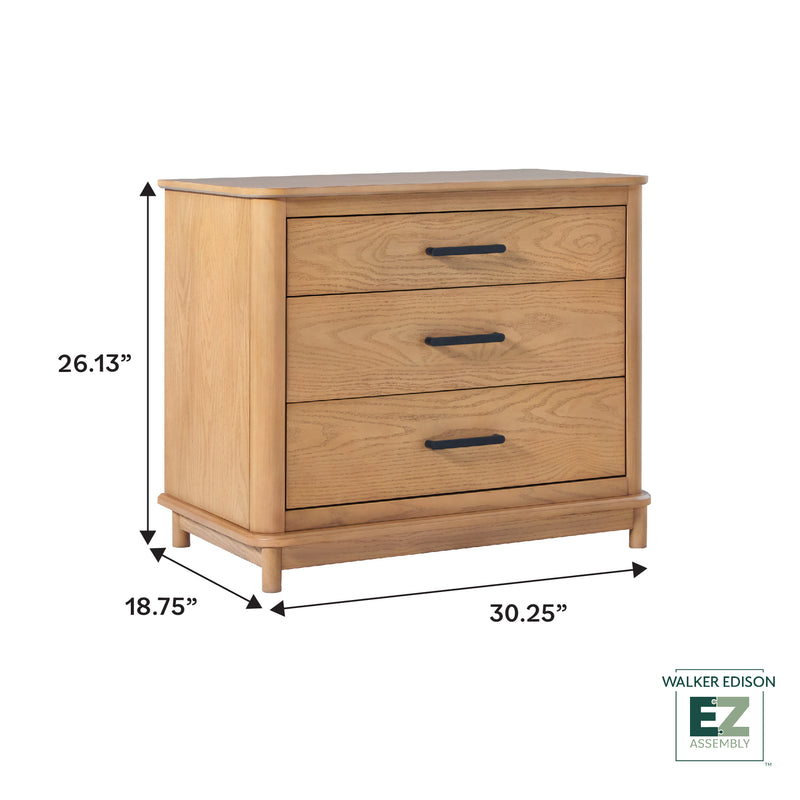 Annette Contemporary 3-Drawer Wood Nightstand