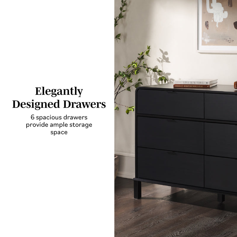 Elias 6-Drawer Contemporary Dresser with Curved Top