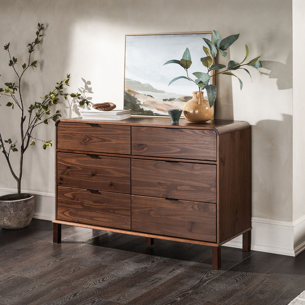 Elias 6-Drawer Contemporary Dresser with Curved Top