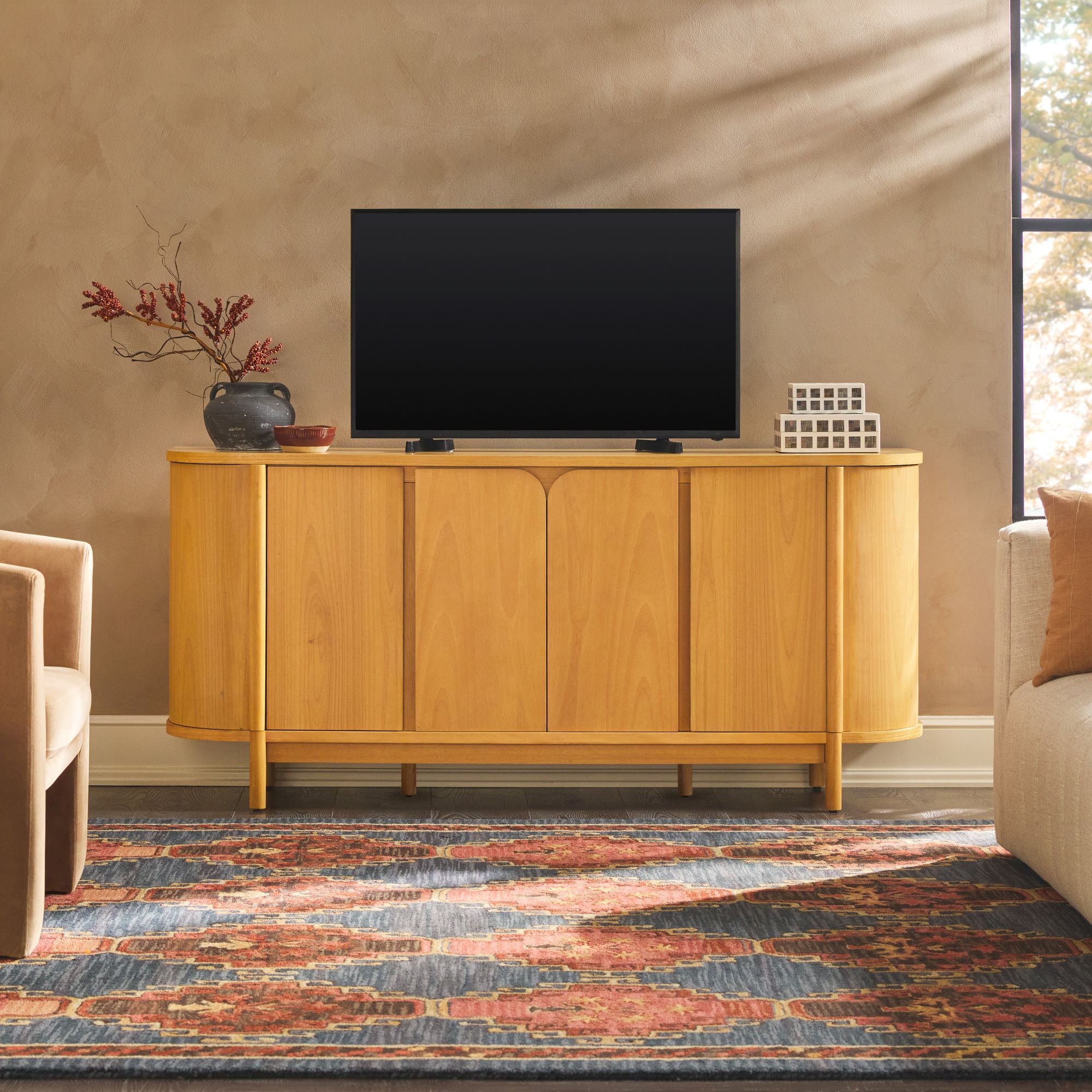 Modern Curved TV Stand & Sideboard Buffet