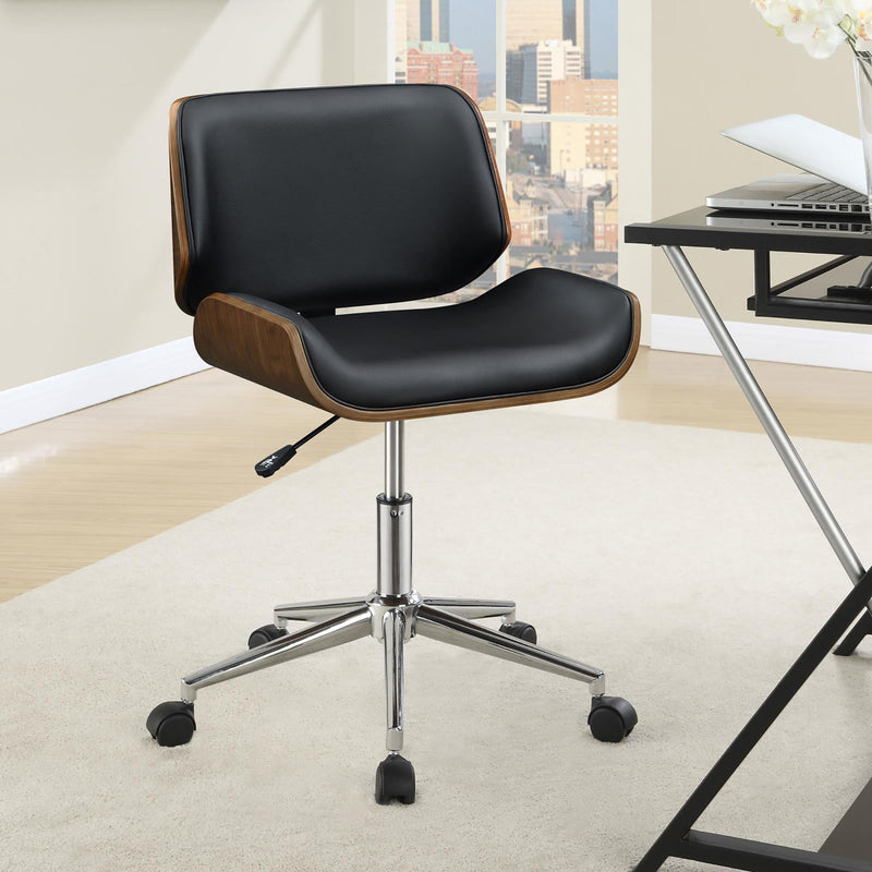 Faux Leather with Wood Swivel Office Chair