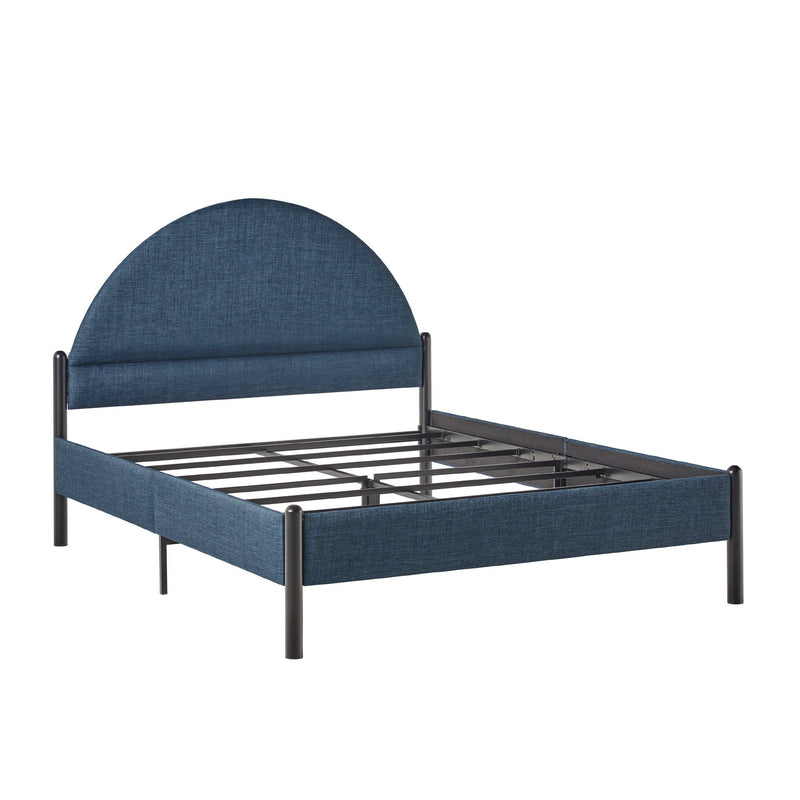 Queen Metal and Upholstered Bed with Arched Headboard Living Room Walker Edison 