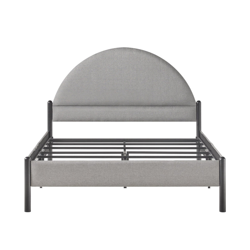 Queen Metal and Upholstered Bed with Arched Headboard Living Room Walker Edison 