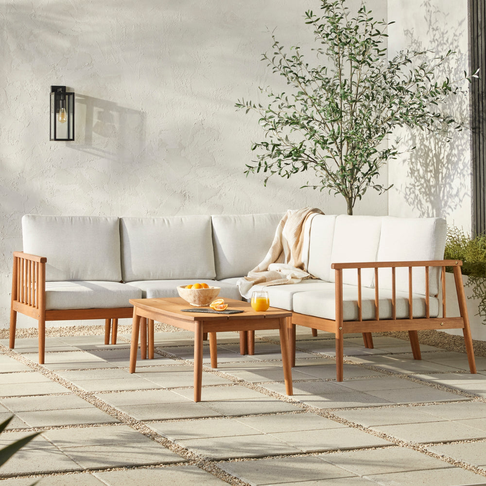 Circa Modern 6-Piece Spindle Solid Wood Outdoor Sectional and