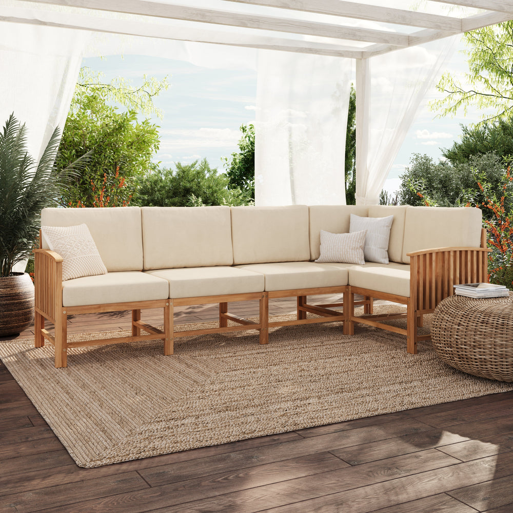 Midland Modern Solid Wood 5-Piece Outdoor Sectional Set – Walker