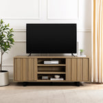 60" Modern TV Cabinet with Paneled Doors Living Room Walker Edison Coastal Oak  Thumbnail