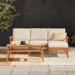 4-Piece Modern Chevron Acacia Outdoor Chaise Sectional with Coffee Table Living Room Walker Edison Brown  Thumbnail