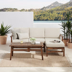 4-Piece Modern Chevron Acacia Outdoor Chaise Sectional with Coffee Table Living Room Walker Edison Dark Brown  Thumbnail