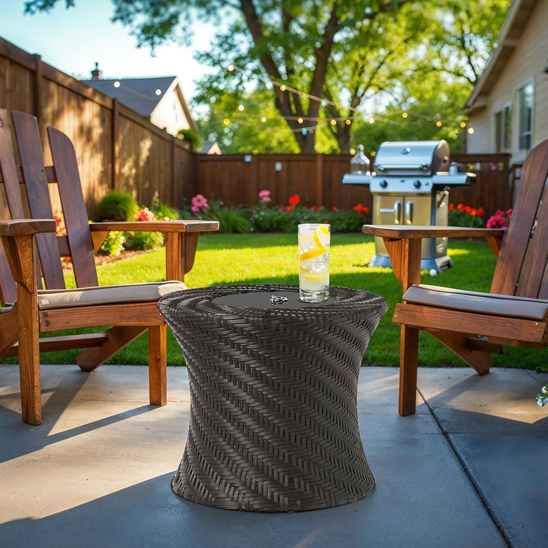 Walker Edison | Outdoor Side Table with Ice Bucket