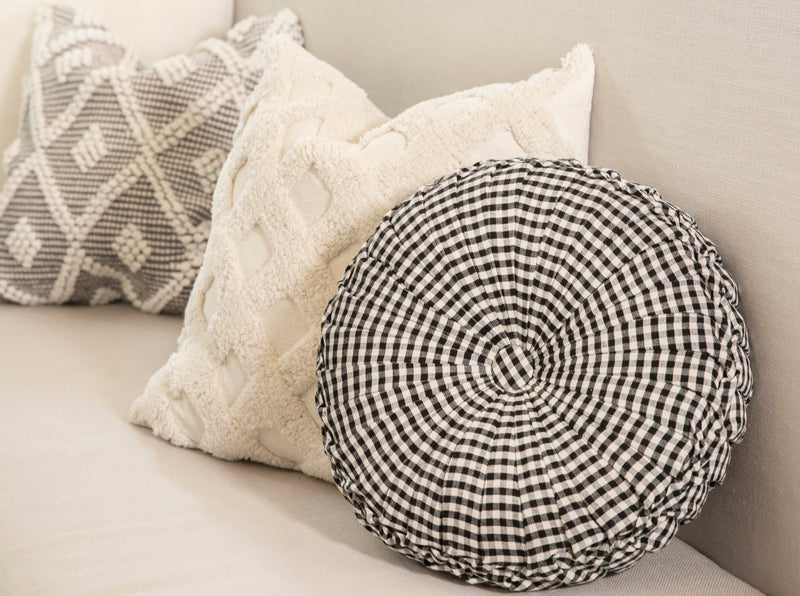 LushDecor - Gingham Check Yarn Dyed Pleated Decorative Pillow