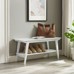 Kochi Minimalist Solid Wood Entry Bench with Lower Storage Shelf Occasional Walker Edison White  Thumbnail