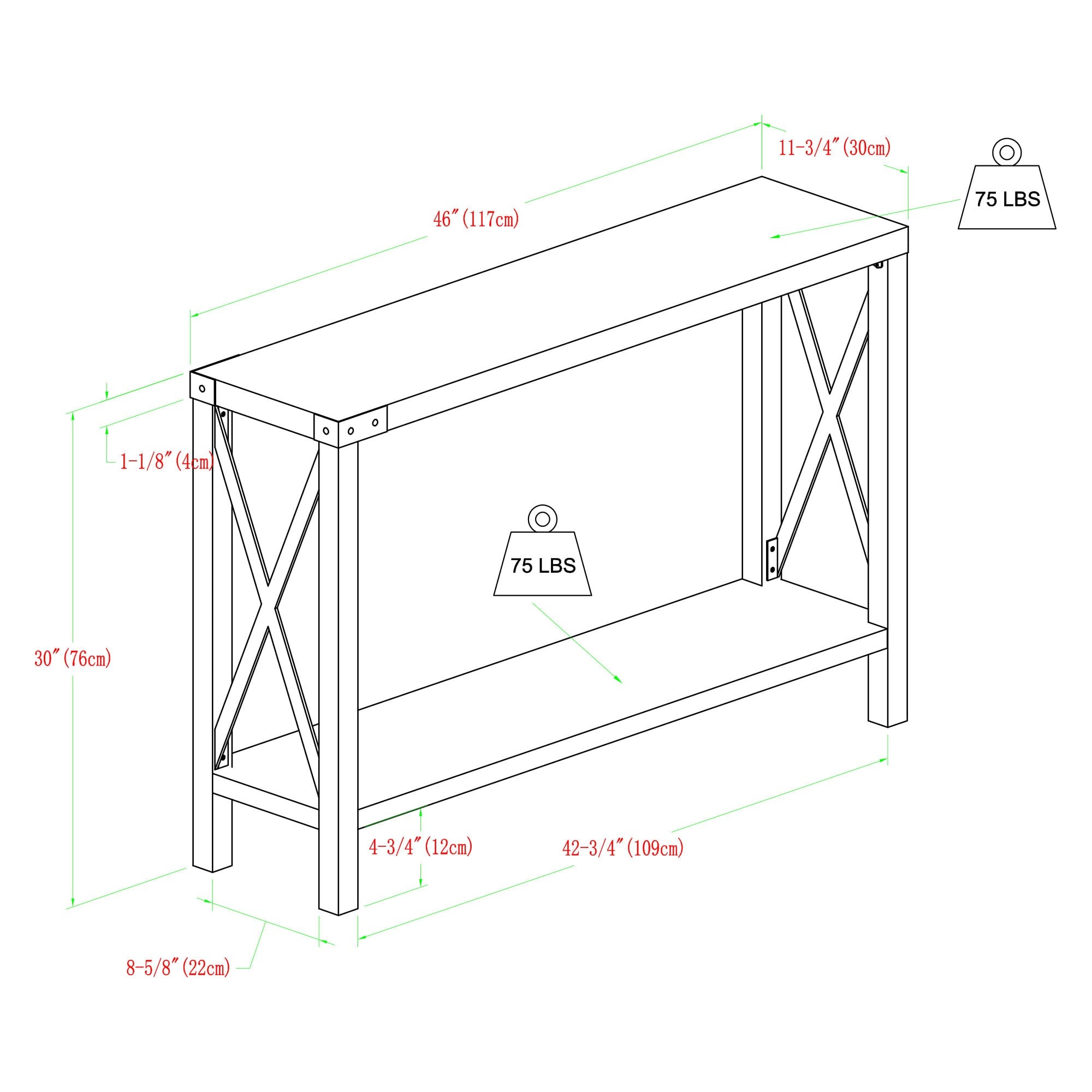Metal X Entry Table – Walker Edison