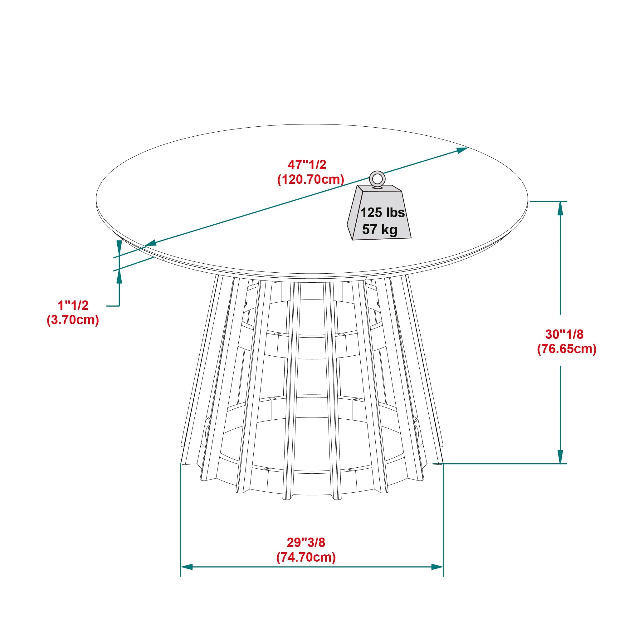 48 Inches Table Modern 48 Round Solid Wood Dining Table – Walker Edison