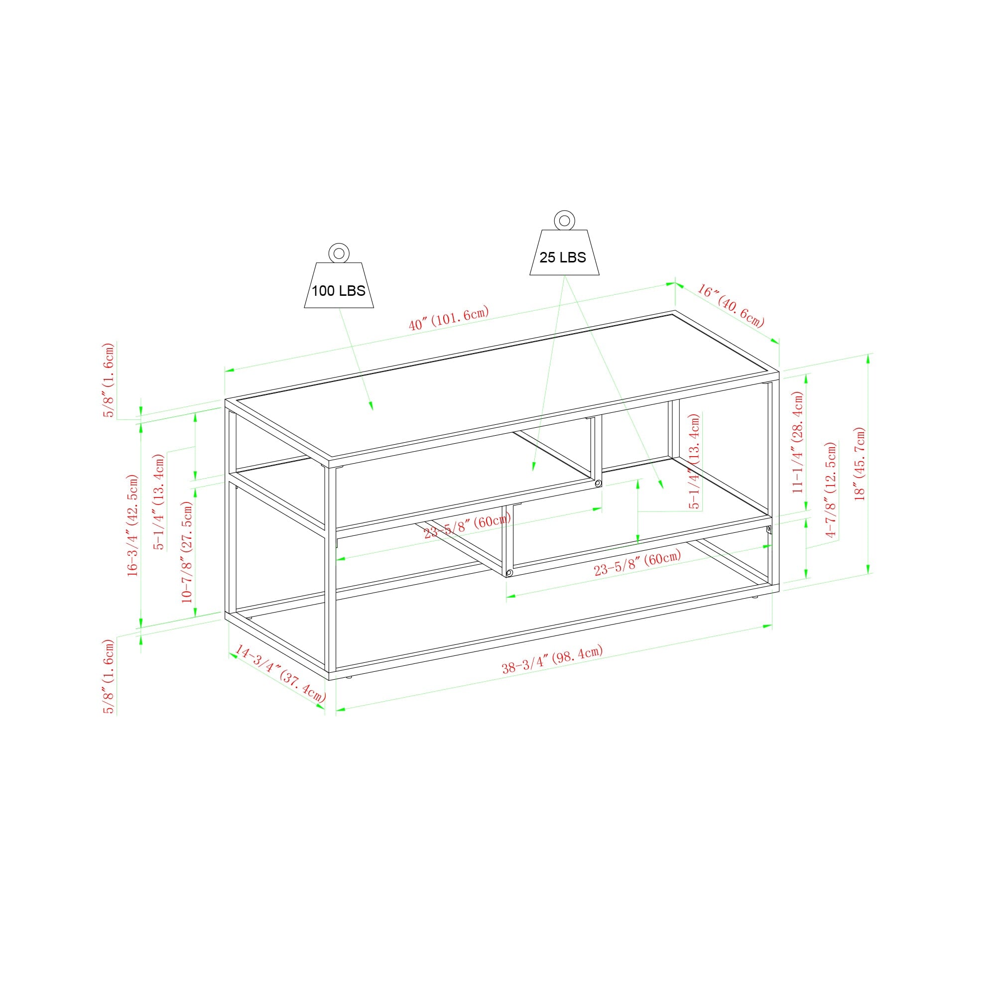 40" Contemporary Metal TV Stand Walker Edison