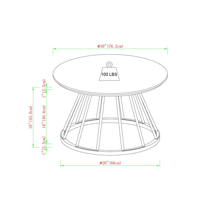 Modern Round Coffee Table with Metal Base Walker Edison 