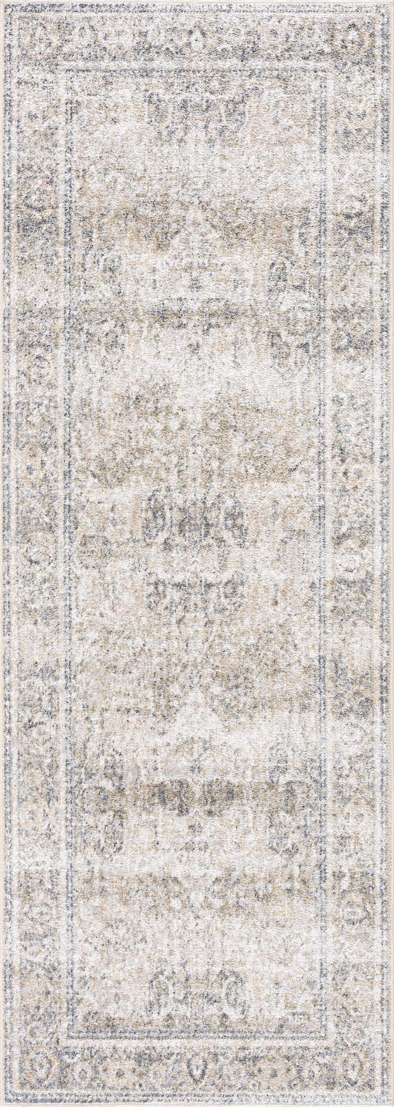 Boutique Rugs - Arias Cream & Blue Washable Area Rug Rugs Boutique Rugs 2'7" x 7'3" Runner 