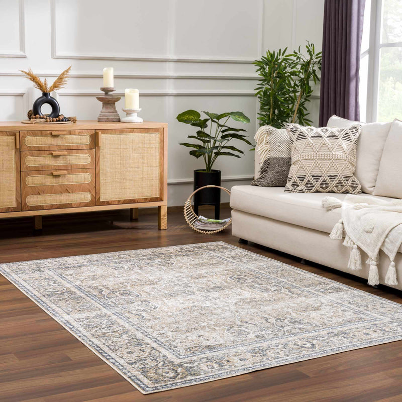 Boutique Rugs - Arias Cream & Blue Washable Area Rug Rugs Boutique Rugs 