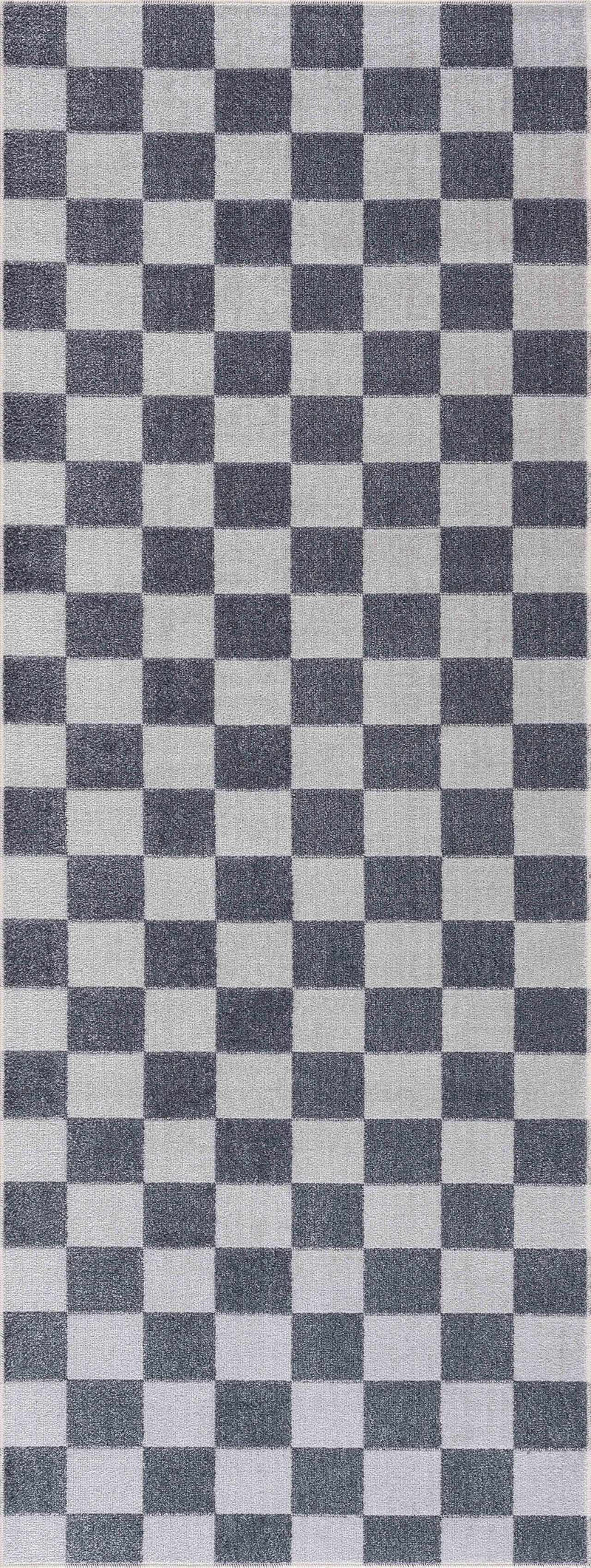 Alie Gray Checkered Washable Area Rug Rugs Boutique Rugs 2'7" x 7'3" Runner 