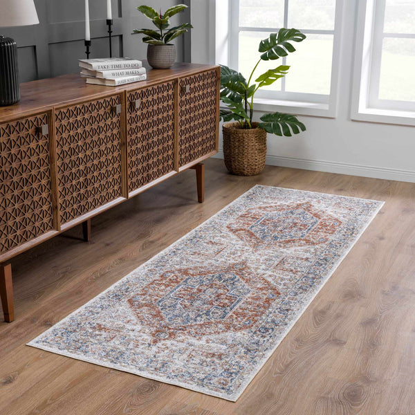 Akram Gray & Orange Washable Area Rug Rugs Boutique Rugs 