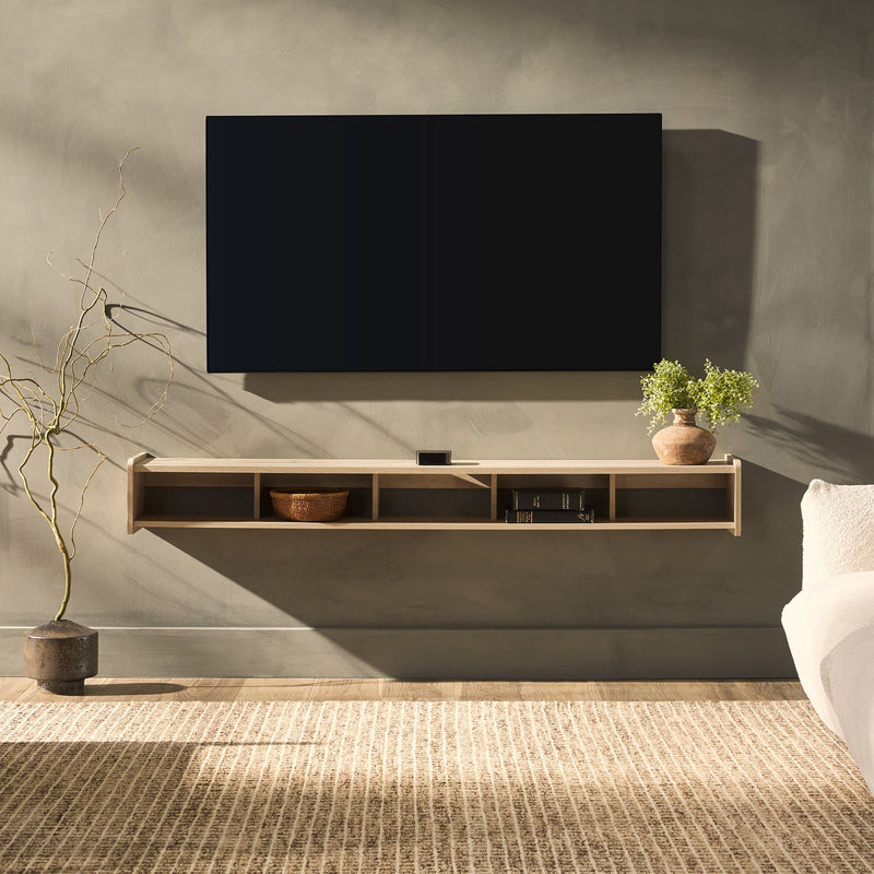 Minimalist Floating TV Stand Walker Edison Coastal Oak 