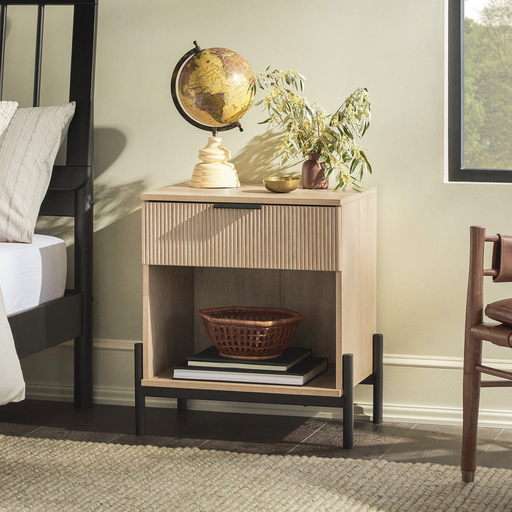 Paris Modern Scandinavian Reeded Nightstand Mocha / Nightstand