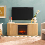 Chloe Modern Scandinavian Reeded Fireplace TV Stand Thumbnail