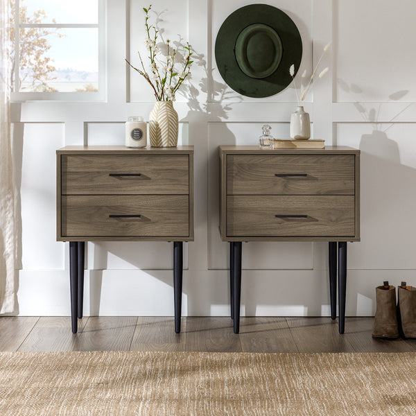 Olivia Two-Drawer Nightstand, Set of 2 Living Room Walker Edison Slate Grey 