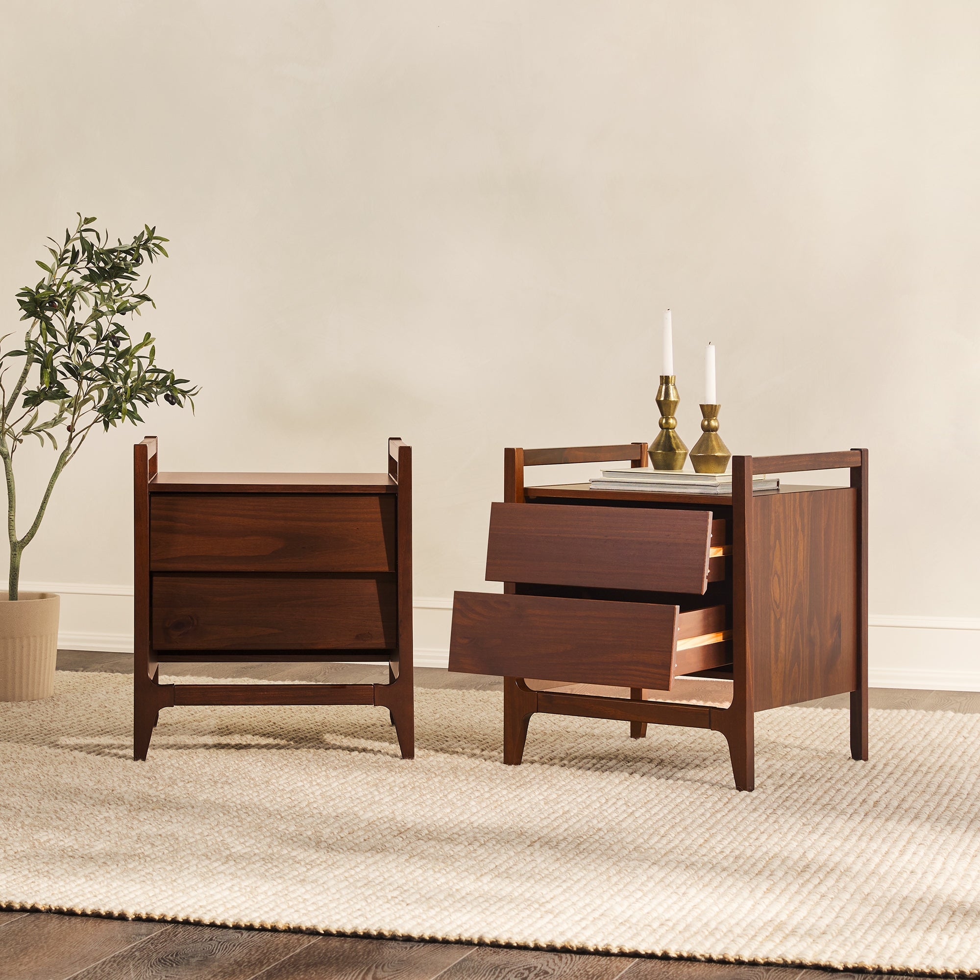 22-Inch Angle Face 2-Drawer Nightstand | Walker Edison