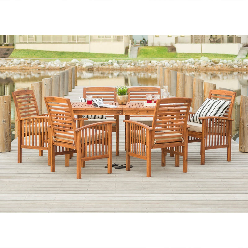 Midland 7-Piece Outdoor Patio Dining Set with Cushions Outdoor Walker Edison Rectangle Brown 