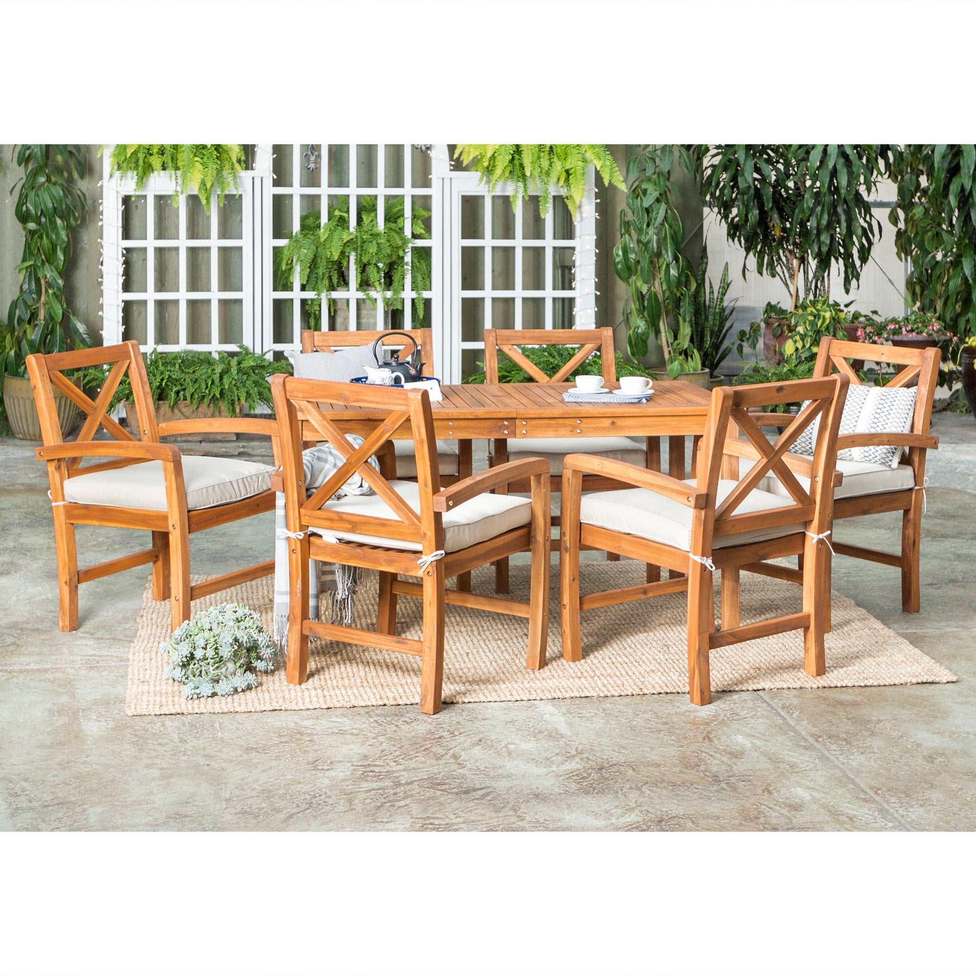 Walker Edison Patio Dining Table Set - Thumbnail 2
