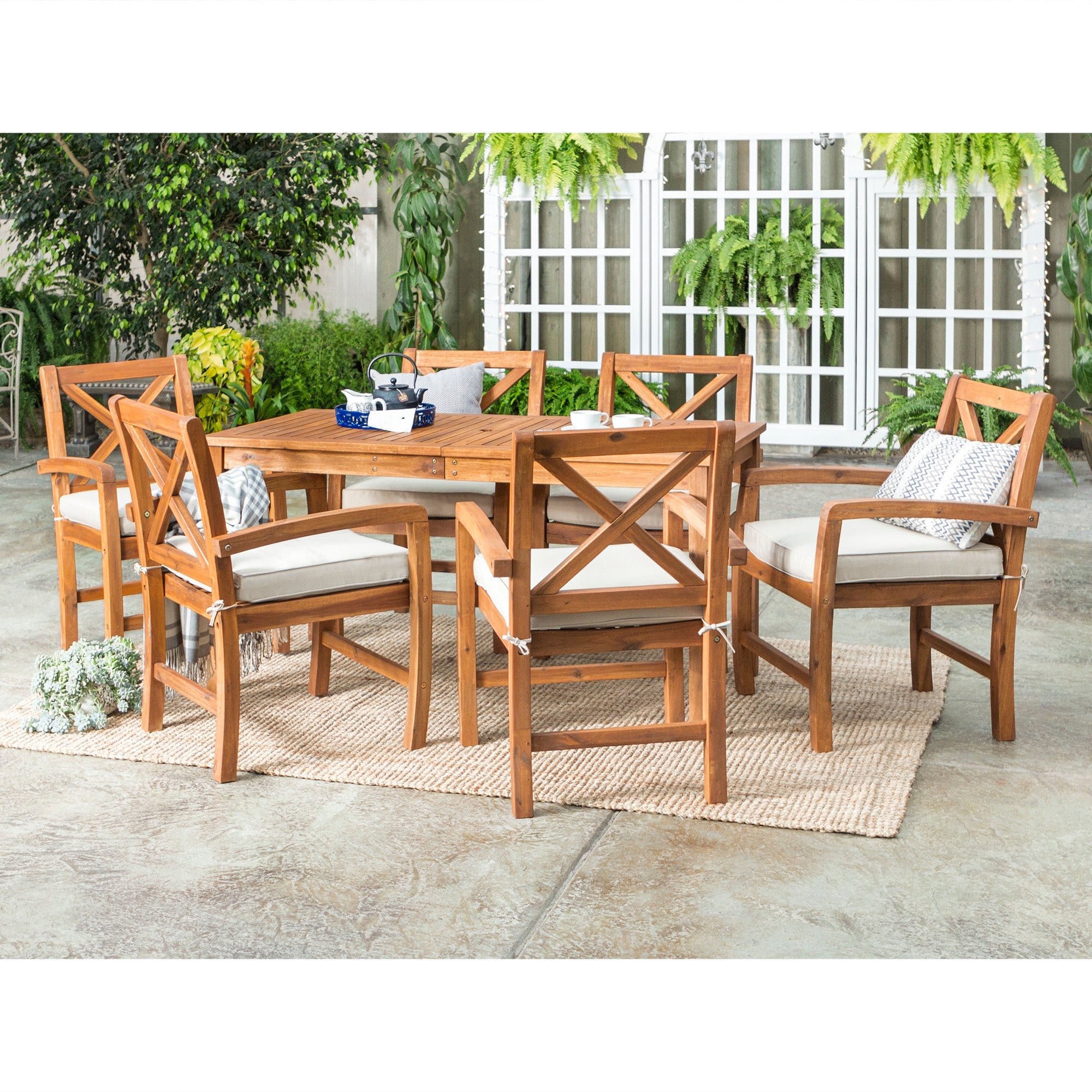 Walker Edison Patio Dining Table Set