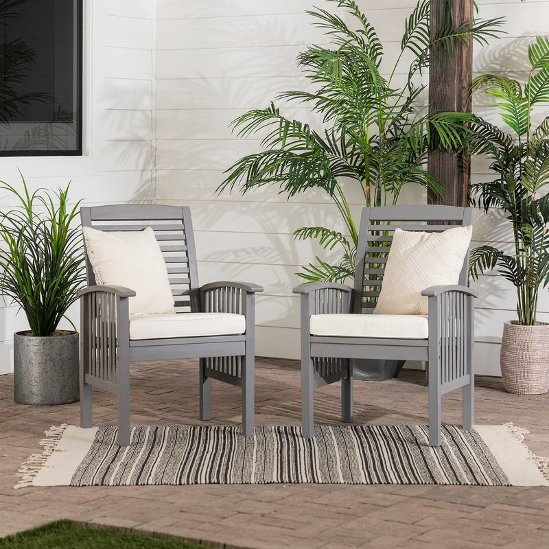 Midland Outdoor Patio Chairs with Cushions, Set of 2 - WHS Outdoor Walker Edison Grey Wash 