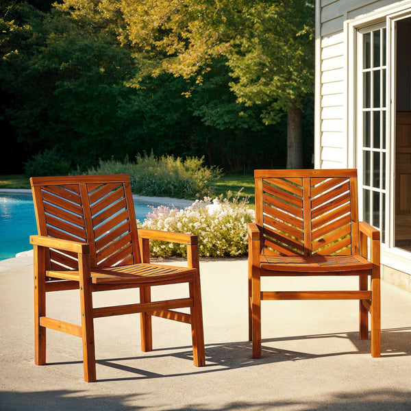★10脚セット売り★ダークブラウン アーム付きガーデニングチェア Vincent Patio Wood Chairs, Set of 2 – Walker Edison