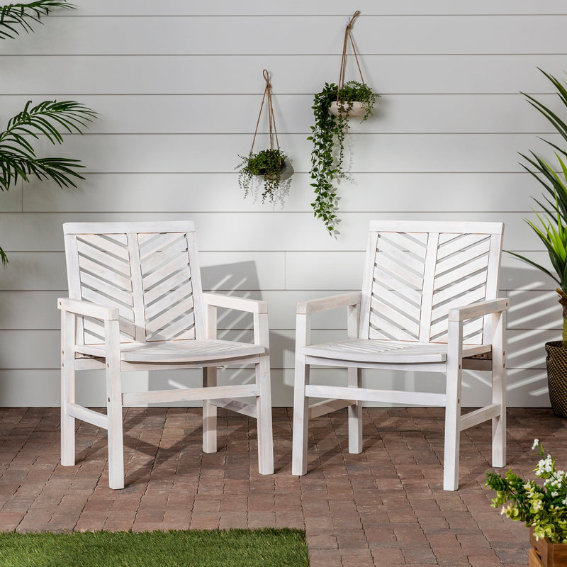 Vincent Patio Wood Chairs, Set of 2 - WHS Outdoor Walker Edison White Wash 
