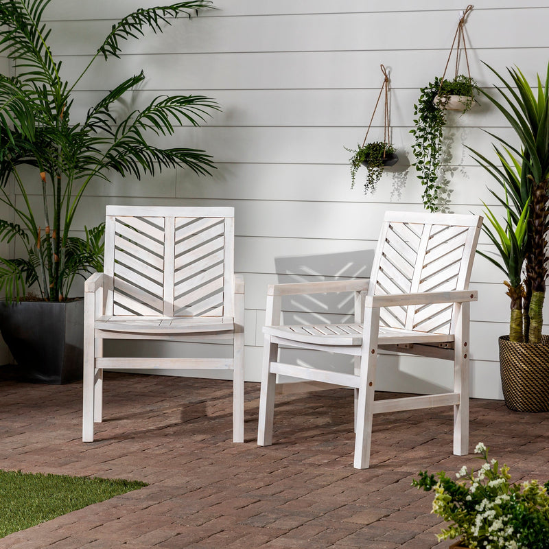 Vincent Patio Wood Chairs, Set of 2 - WHS Outdoor Walker Edison 