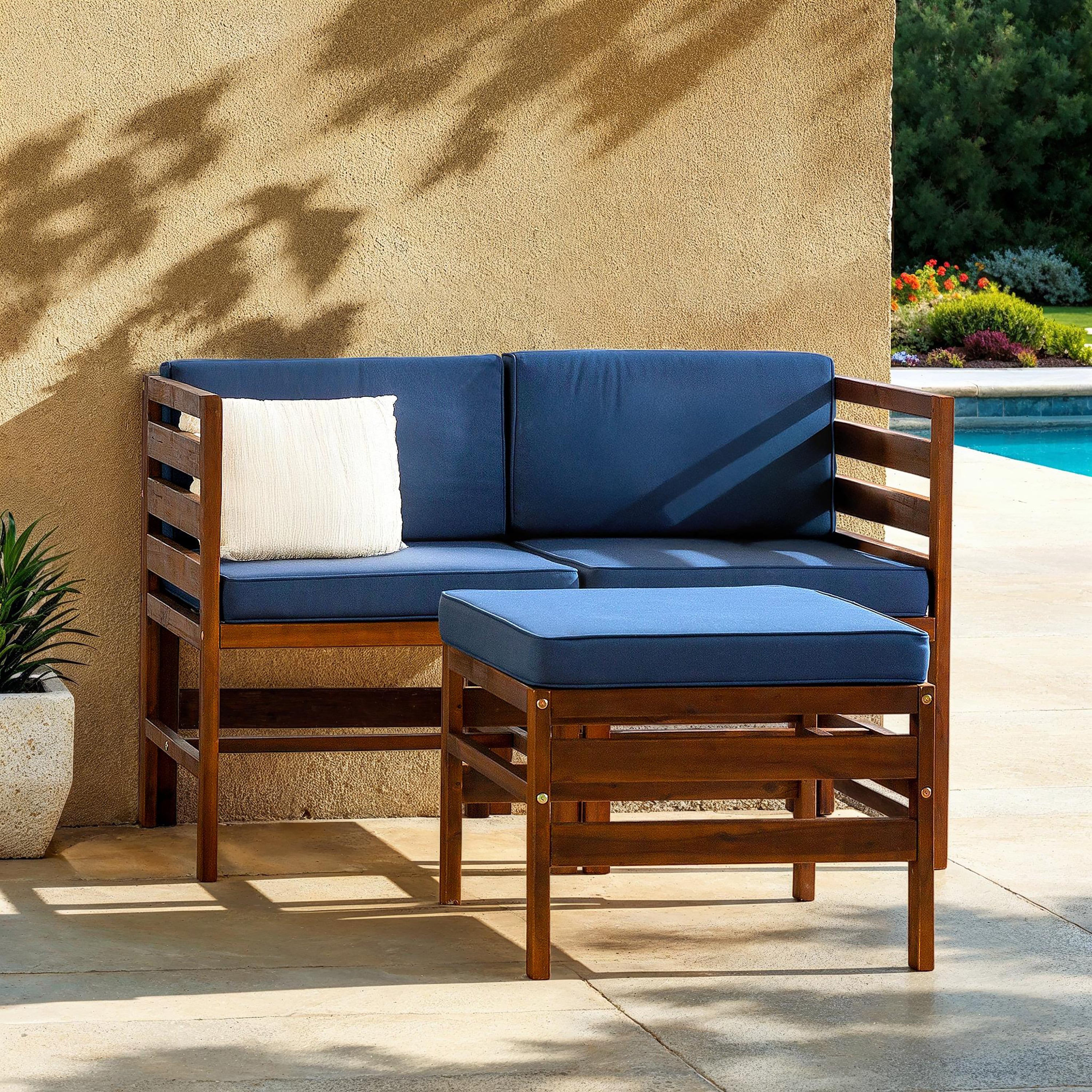 Sanibel Modular Acacia Outdoor Chairs and Ottoman | Walker Edison